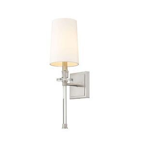 NEW Z-Lite Sophia Brushed Nickel Wall Sconce Fabric Shade Metal Modern